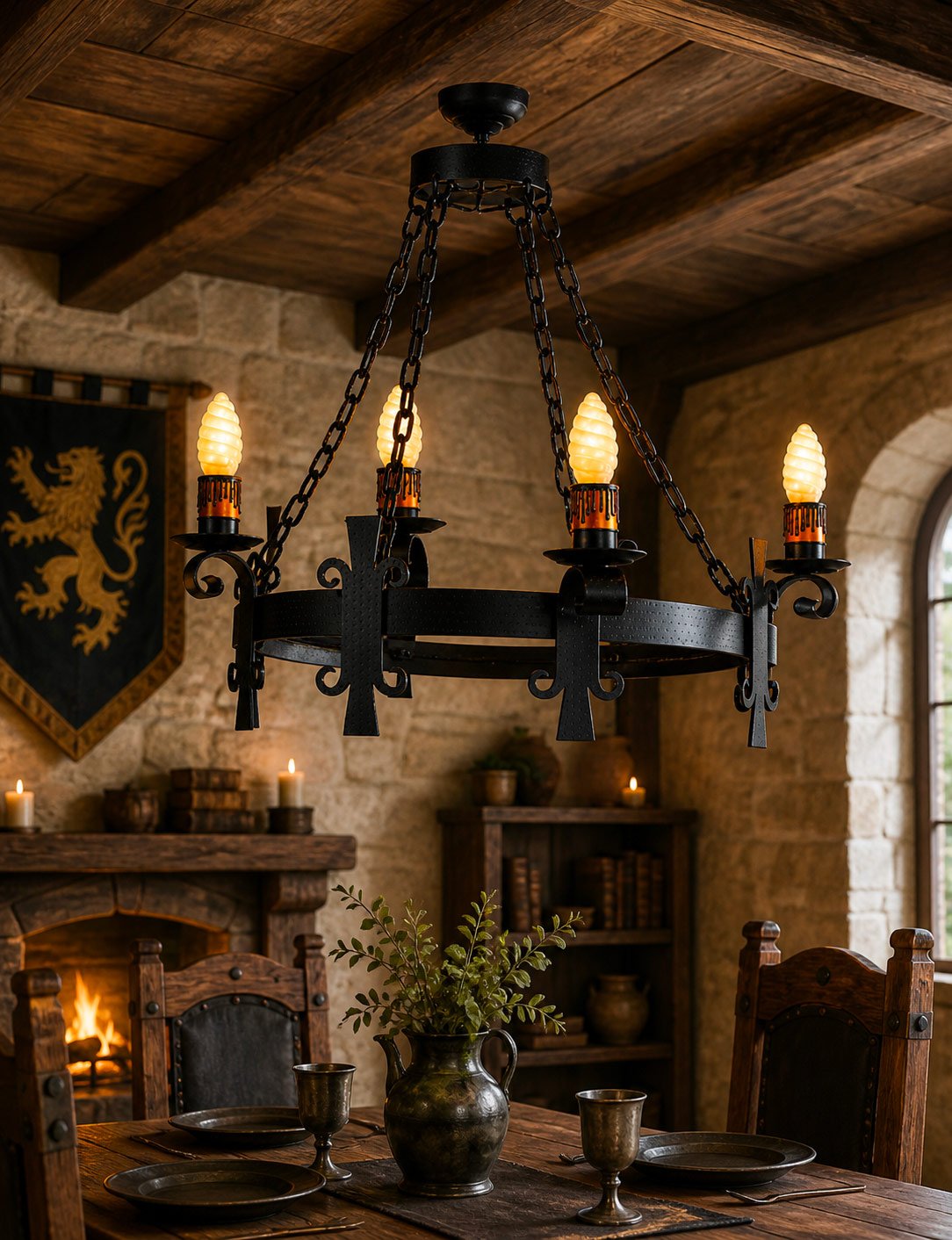Suspension lustre fer forgé noir - Image 1