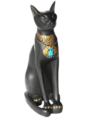 Déesse égyptienne Bastet, statuette noire et or