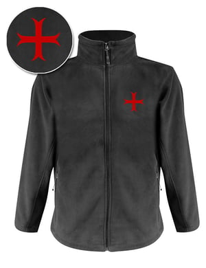 Veste polaire homme noire Croix templière (rouge)