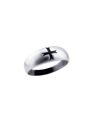 Bague argent croix templière noire