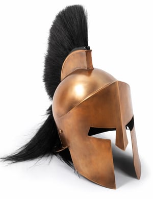 Casque Spartiate Grec Doré avec Crête – Reproduction Historique Fidèle