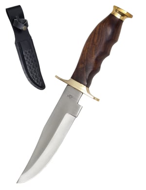 couteau de chasse en noyer, couteau lame fixe 15 cm pas cher