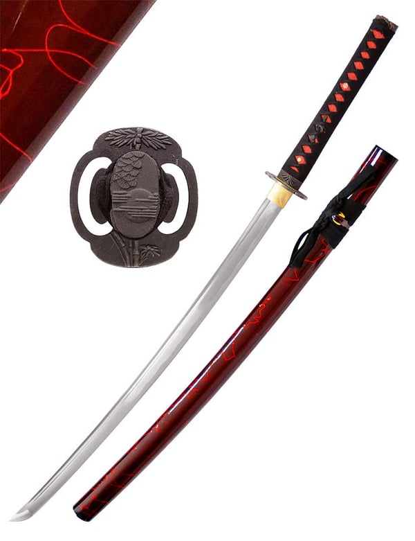 katana japonais rouge tranchant