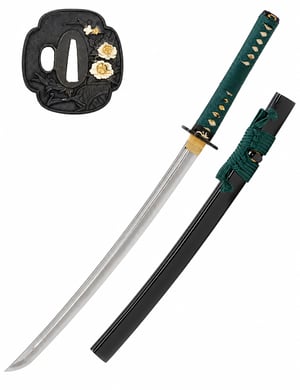 wakizashi japonais vert lame kobuse