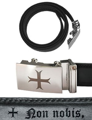 Ceinture noire en cuir, croix templière