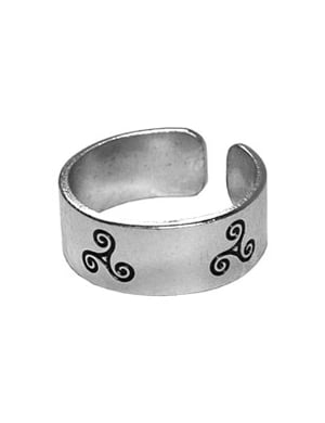 Bague celtique 3 Triskels en argent (ajustable)