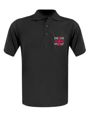 Polo templier noir « Deus + Vult »