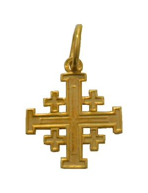 Pendentif  croix de Jérusalem en plaqué or