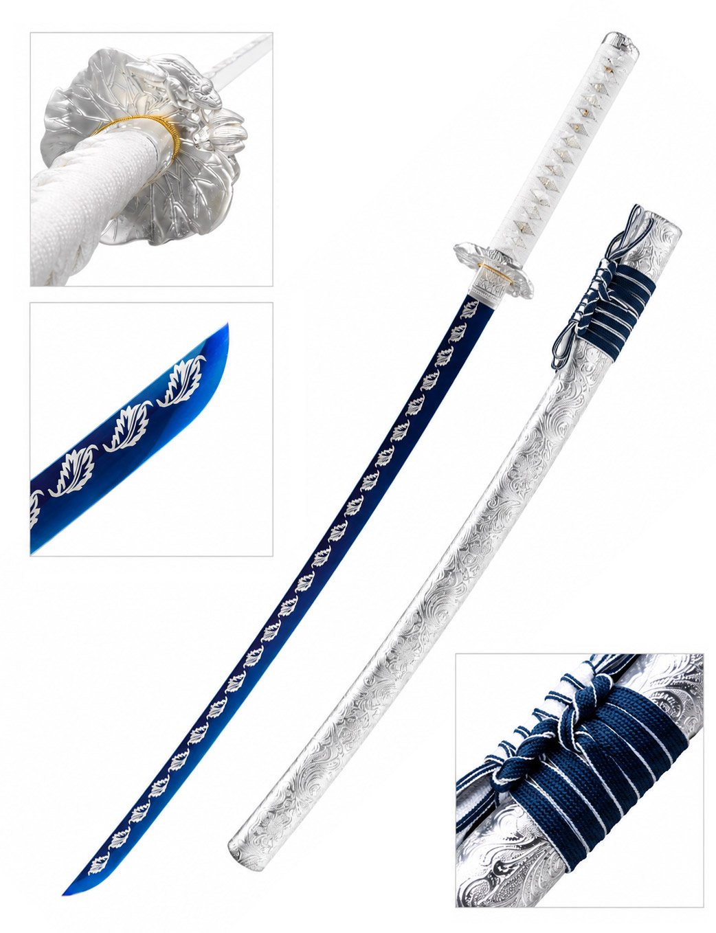 katana japonais fuyu blanc et bleu