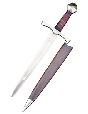 Dague medievale forgée avec fourreau marron