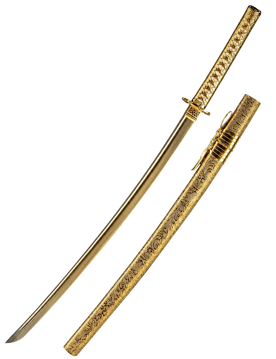 katana japonais doré dragon or