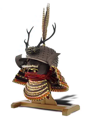 Kabuto samouraï, casque japonais Daisho, mempo samouraï, armure japonaise, casque kabuto historique, casque cosplay samouraï, Hanwei kabuto, décoration médiévale japonaise, casque avec mempo, Daisho Kake Kabuto.