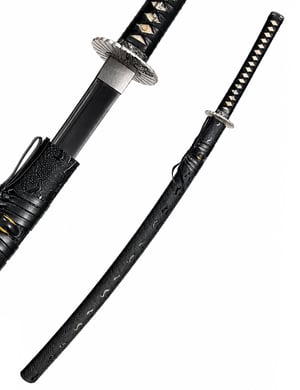 lame noir katana argent
