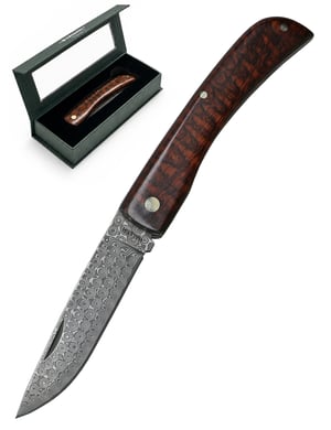 couteau de poche Damas manche bois précieux