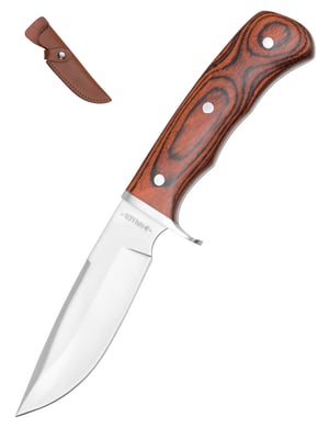 Couteau de chasse Haller à lame fixe 12 cm avec manche en bois Pakka