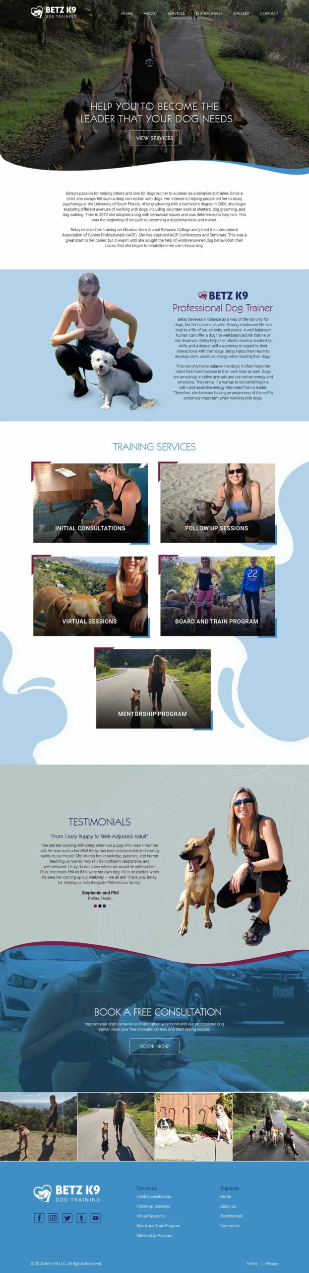 Betz Dog Training Website Design and Development, Dallas TX