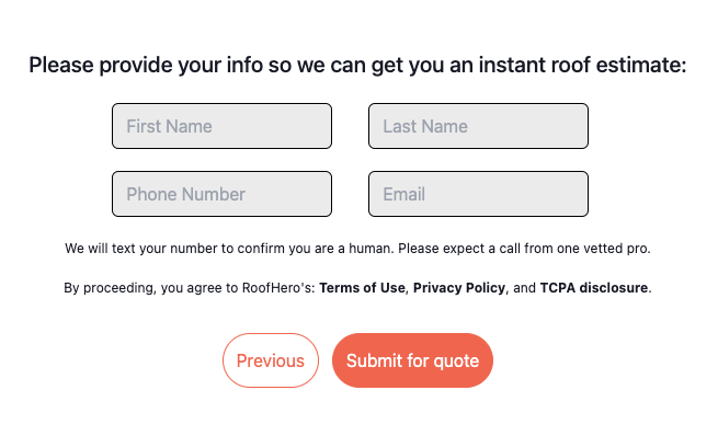 RoofHero Lead Form