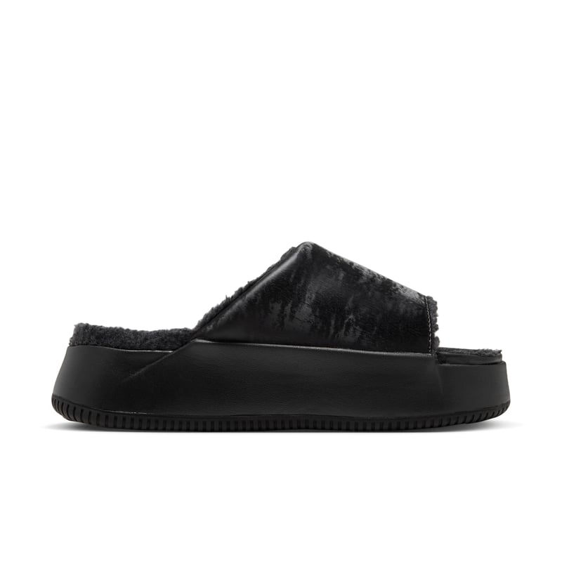 Nike Calm Elevation SE Faux Fur Slide trainers "Triple Black" | Women | SportStyle | 04 | SPORTSHOWROOM