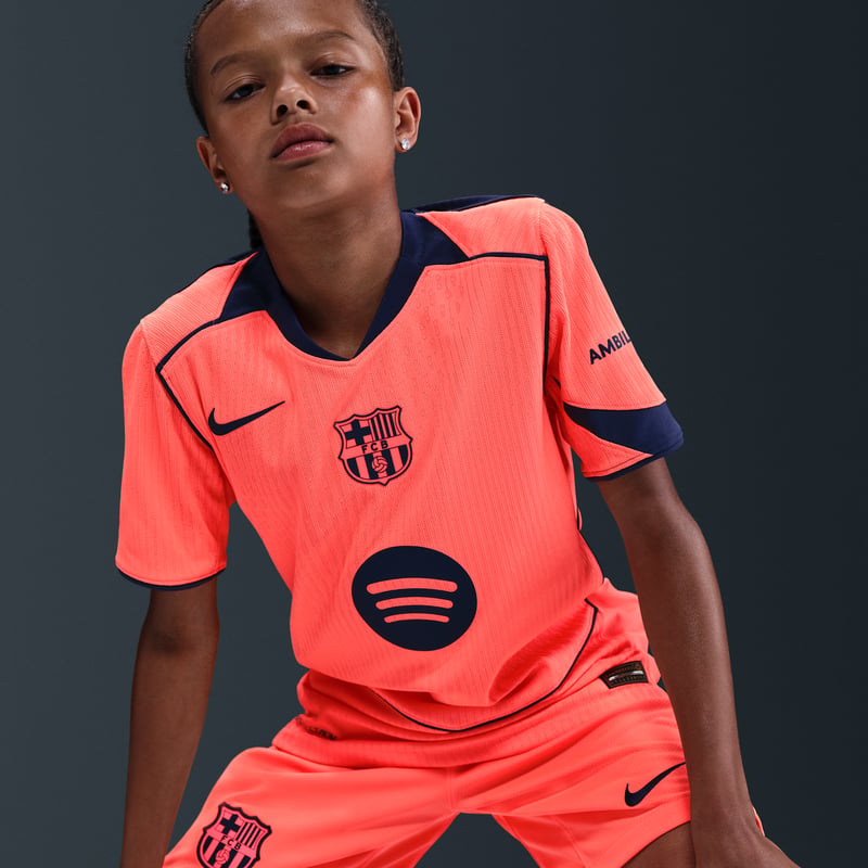 Nike F.C. Barcelona 2025/26 Match Third Dri-FIT ADV Total 90 Authentic Shirt "Bright Mango & Midnight Navy" | Kids | Football | 03 | SPORTSHOWROOM