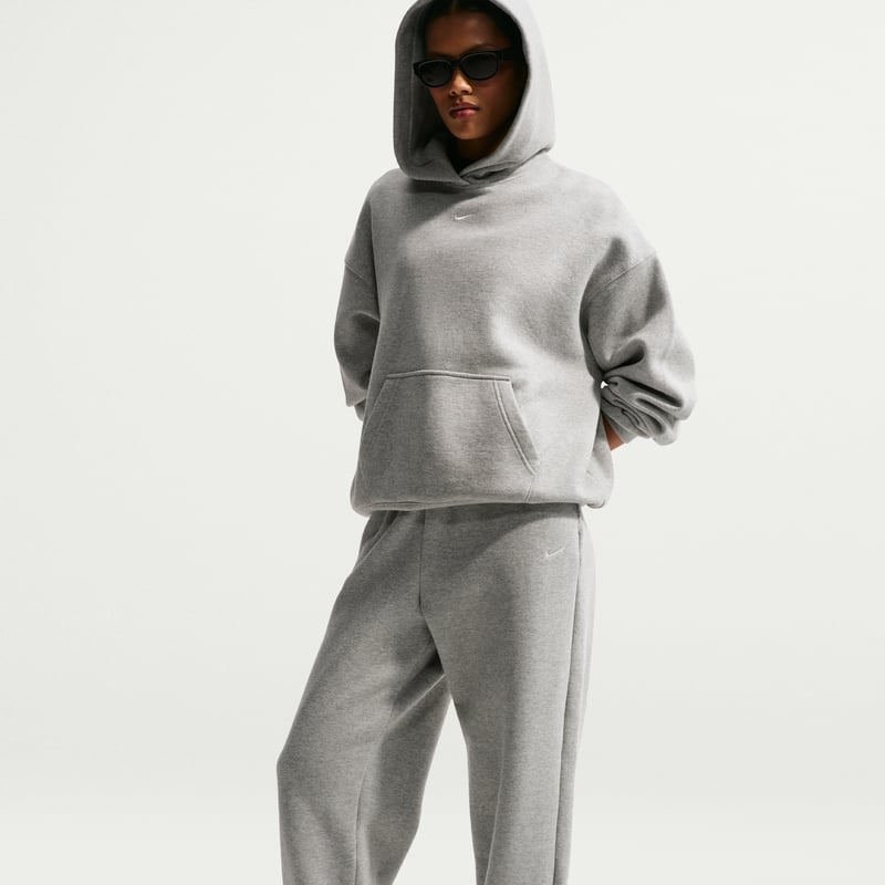 Nike Studio Fleece Medium Weight High-Rise Oversized Cuffed Bukse "Dark Grey Heather & Sail" | Dame | | 03 | SPORTSHOWROOM