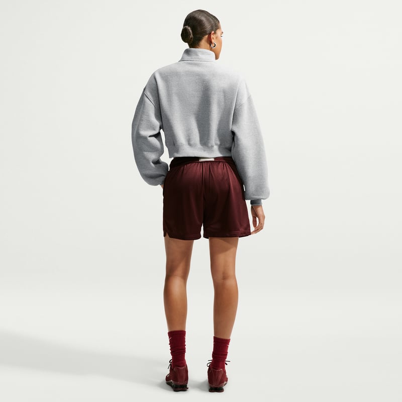 Nike Studio Fleece Medium Weight Oversized 1/4-Zip Cropped Topp "Dark Grey Heather & Sail" | Dame | | 04 | SPORTSHOWROOM