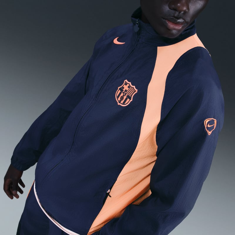 Nike F.C. Barcelona Total 90 Jacket "Midnight Navy & Bright Mango" | Men | Football | 03 | SPORTSHOWROOM
