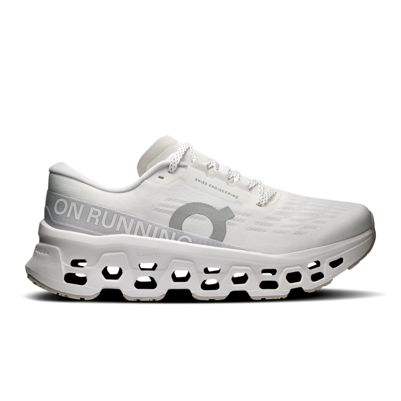 Buty do biegania On Cloudmonster 3 "White & Wolf" | Kobiety | Bieganie | 01 | SPORTSHOWROOM