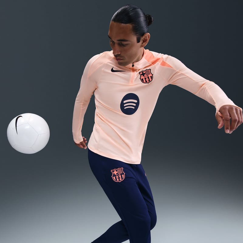 Nike F.C. Barcelona Strike Third Dri-FIT Total 90 Knit Drill Top "Crimson Tint & Bright Mango" | Men | Football | 03 | SPORTSHOWROOM