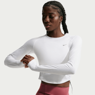Maillot Nike Tempo Dri-FIT Cropped Long-Sleeve "White" | Femme | Course à pied | 01 | SPORTSHOWROOM