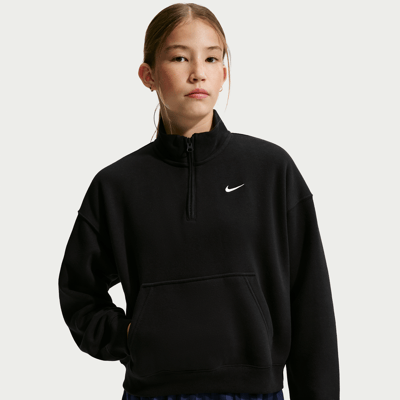 Nike Studio Fleece Oversized 1/4-Zip Topp "Black & White" | Barn | | 00 | SPORTSHOWROOM