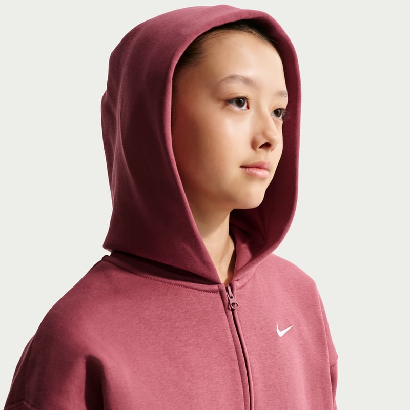 Nike Studio Fleece Oversized Full-Zip Hettegenser "Pink Smoke & White" | Barn | | 05 | SPORTSHOWROOM
