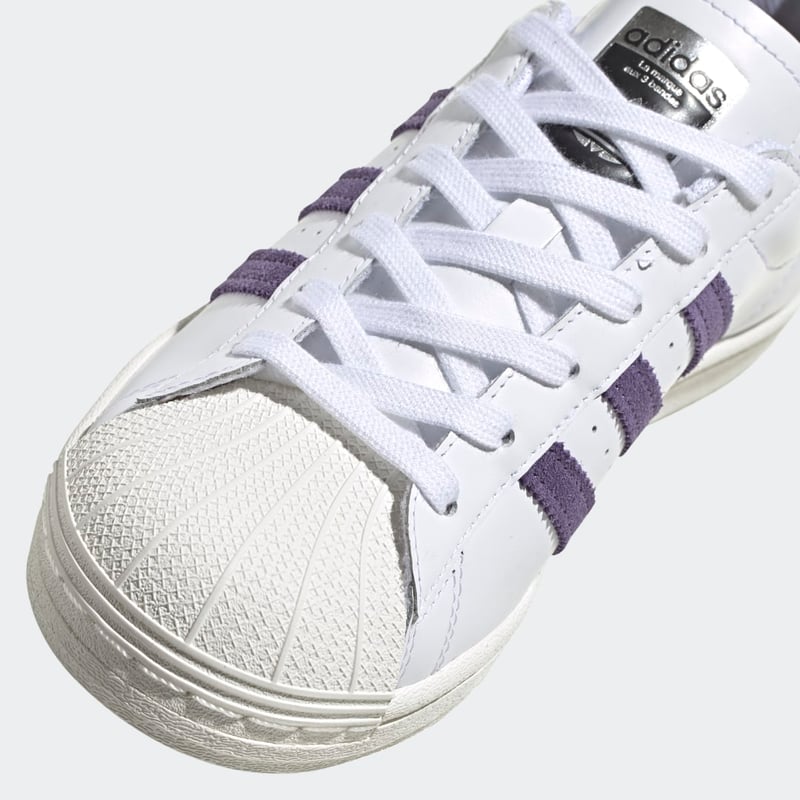 Purple and white adidas superstar online