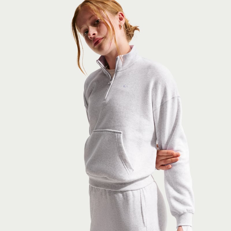 Nike Studio Fleece French Terry Skjort "Birch Heather & White" | Dame | | 03 | SPORTSHOWROOM