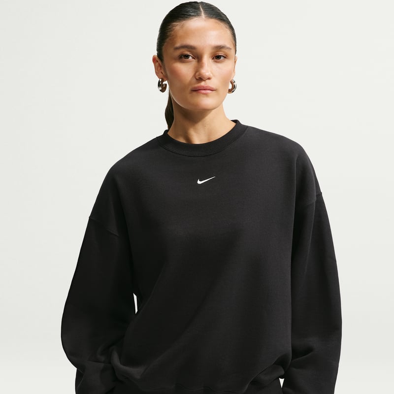 Nike Studio Fleece Medium Weight Oversized Crew Sweater "Black & Sail" | Women | | 00 | SPORTSHOWROOM