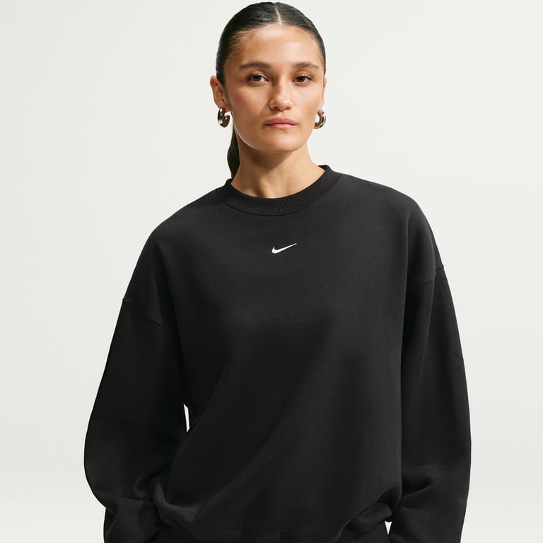 Nike Studio Fleece Medium Weight Oversized Crew Sweater "Black & Sail" | Women | | 00 | SPORTSHOWROOM