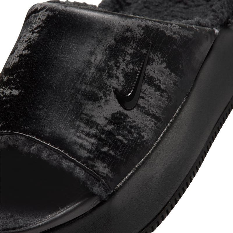 Nike Calm Elevation SE Faux Fur Slide trainers "Triple Black" | Women | SportStyle | 06 | SPORTSHOWROOM