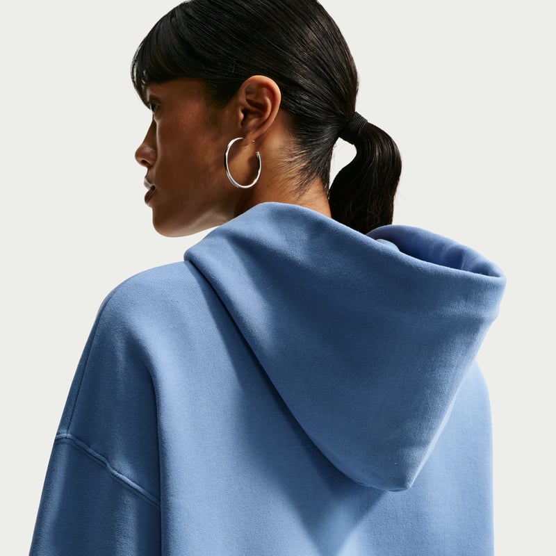 Nike Studio Fleece Medium Weight Oversized Pullover Hettegenser "Work Blue & Sail" | Dame | | 01 | SPORTSHOWROOM