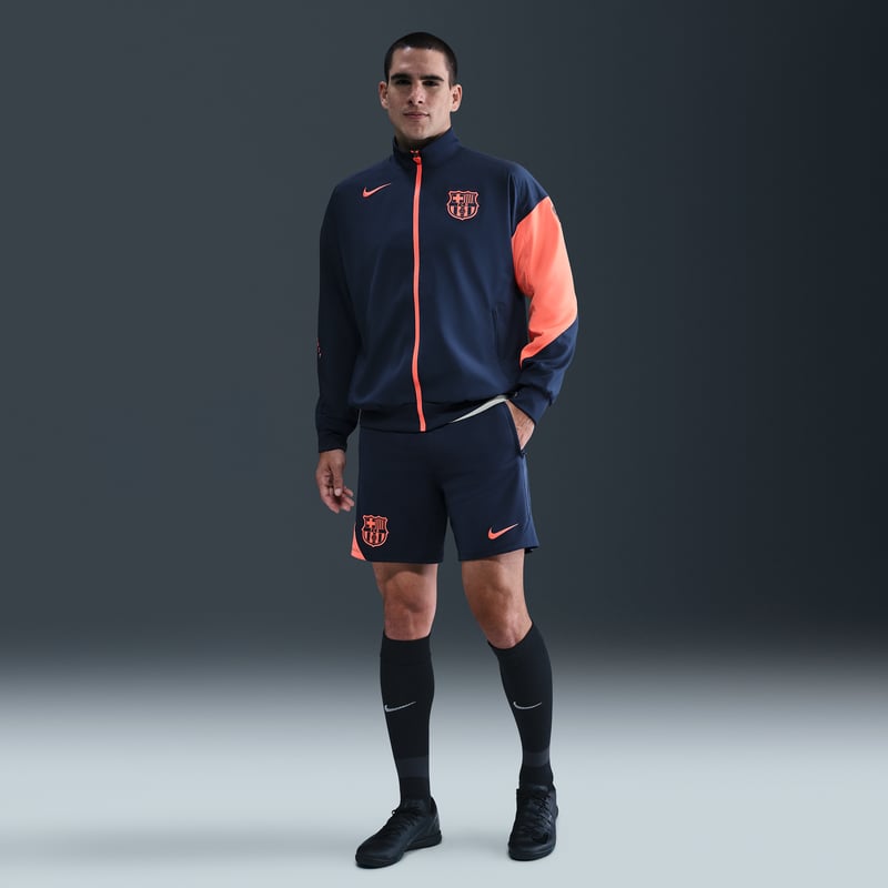 Nike F.C. Barcelona Strike Third Dri-FIT Total 90 Knit Shorts "Midnight Navy & Bright Mango" | Men | Football | 01 | SPORTSHOWROOM
