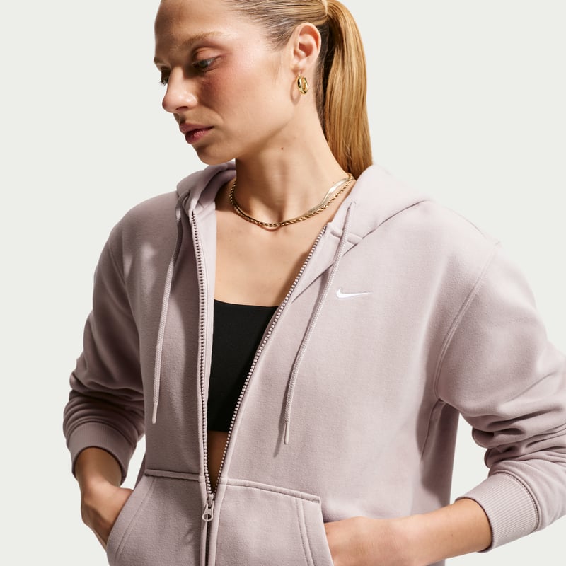 Nike Studio Fleece Medium Weight Full-Zip Hettegenser "Cream II & Sail" | Dame | | 02 | SPORTSHOWROOM