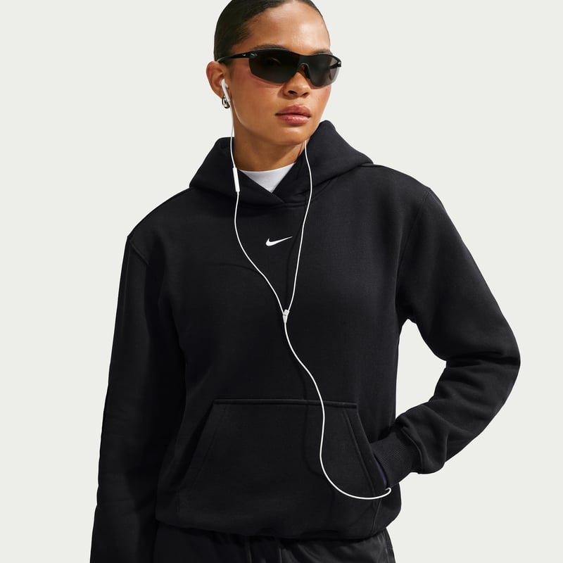 Nike Studio Fleece Medium Weight Pullover Hettegenser "Total Black & Sail" | Dame | | 00 | SPORTSHOWROOM