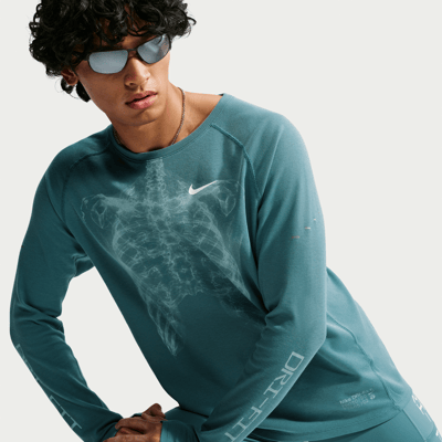 Nike Stride Dri-FIT Waffle Crew-Neck Top "Smokey Blue" | Herren | Sportstyle | 01 | SPORTSHOWROOM