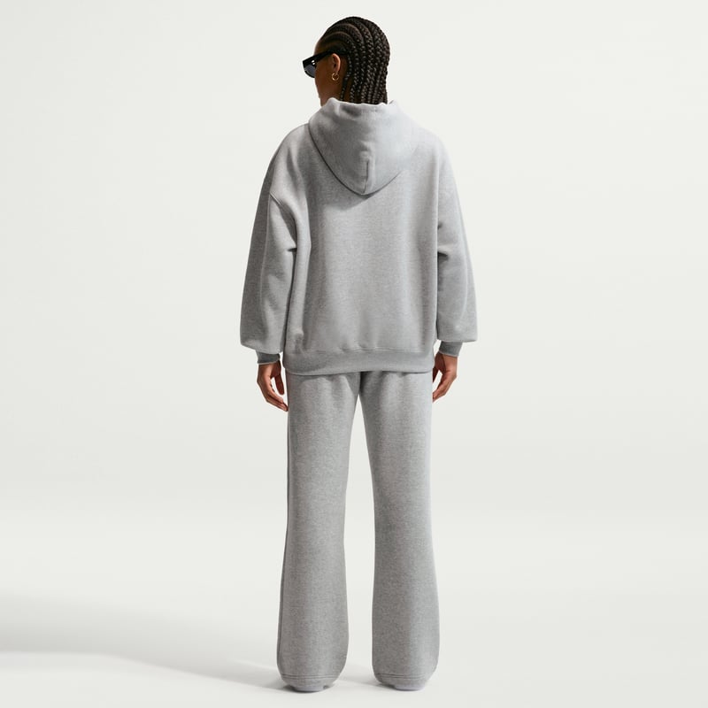 Nike Studio Fleece Medium Weight Oversized Full-Zip Hettegenser "Dark Grey Heather & Sail" | Dame | Skating | 04 | SPORTSHOWROOM