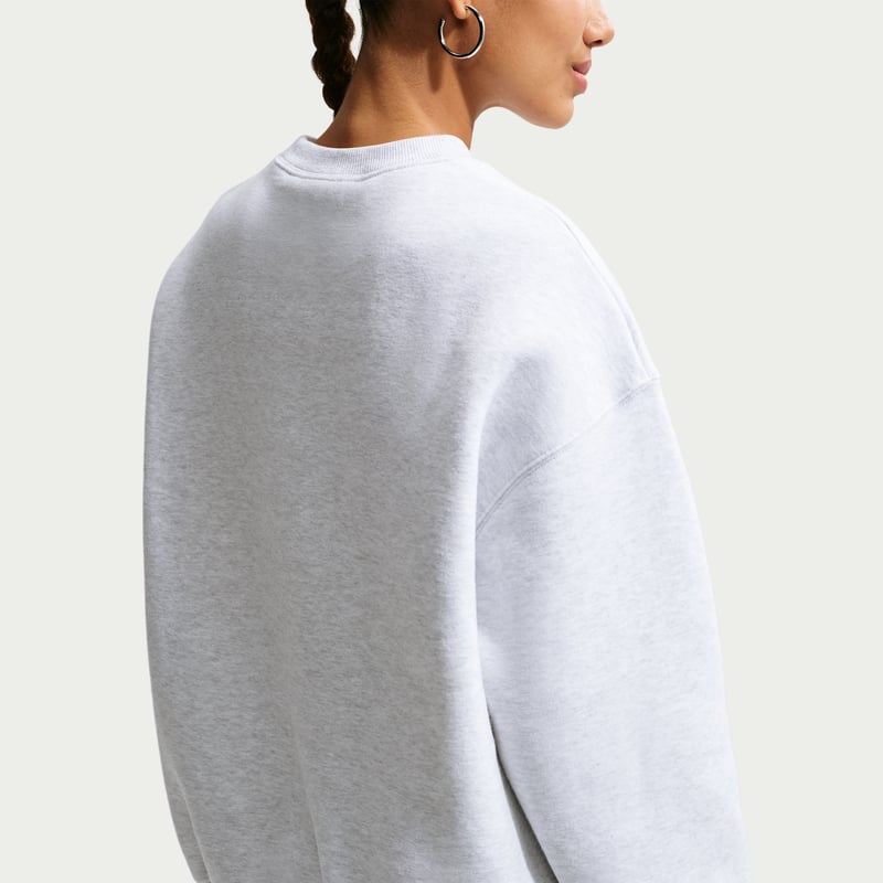 Nike Studio Fleece Medium Weight Oversized Crew Sweater "Birch Heather & Black" | Women | | 01 | SPORTSHOWROOM