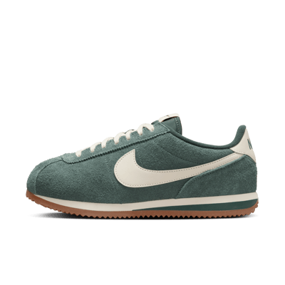 Nike taupe with gold swoosh suede cortez trainers store