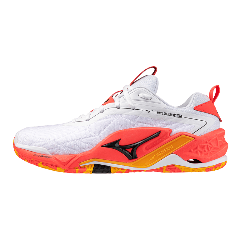 Обувки Mizuno Wave Stealth Neo 2 "White & Fiery Coral" | Жени & Мъже | Хандбал | 01 | SPORTSHOWROOM