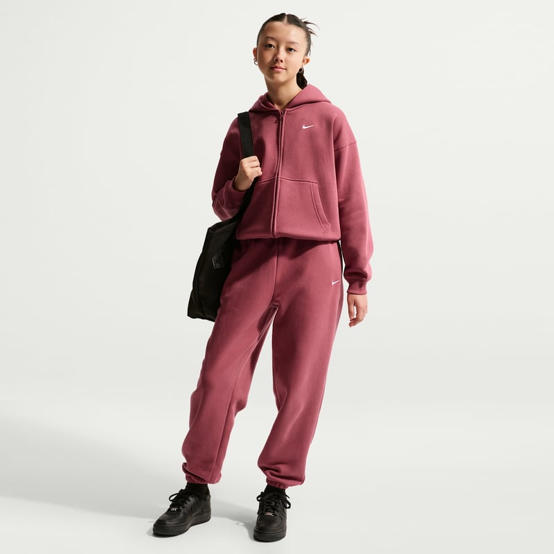 Nike Studio Fleece Oversized Full-Zip Hettegenser "Pink Smoke & White" | Barn | | 03 | SPORTSHOWROOM