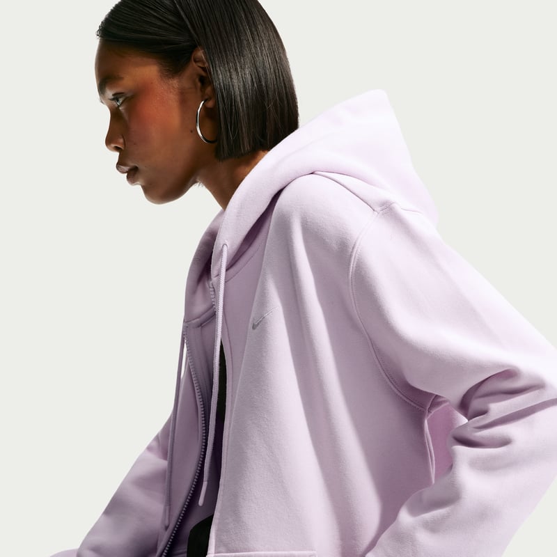 Nike Studio Fleece Medium Weight Full-Zip Hettegenser "Bleached Lilac & Sail" | Dame | | 02 | SPORTSHOWROOM