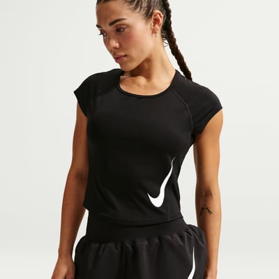 Maillot Nike Tempo Swoosh Dri-FIT Cap-Sleeve "Black" | Femme | Entraînement & Course à pied | 01 | SPORTSHOWROOM