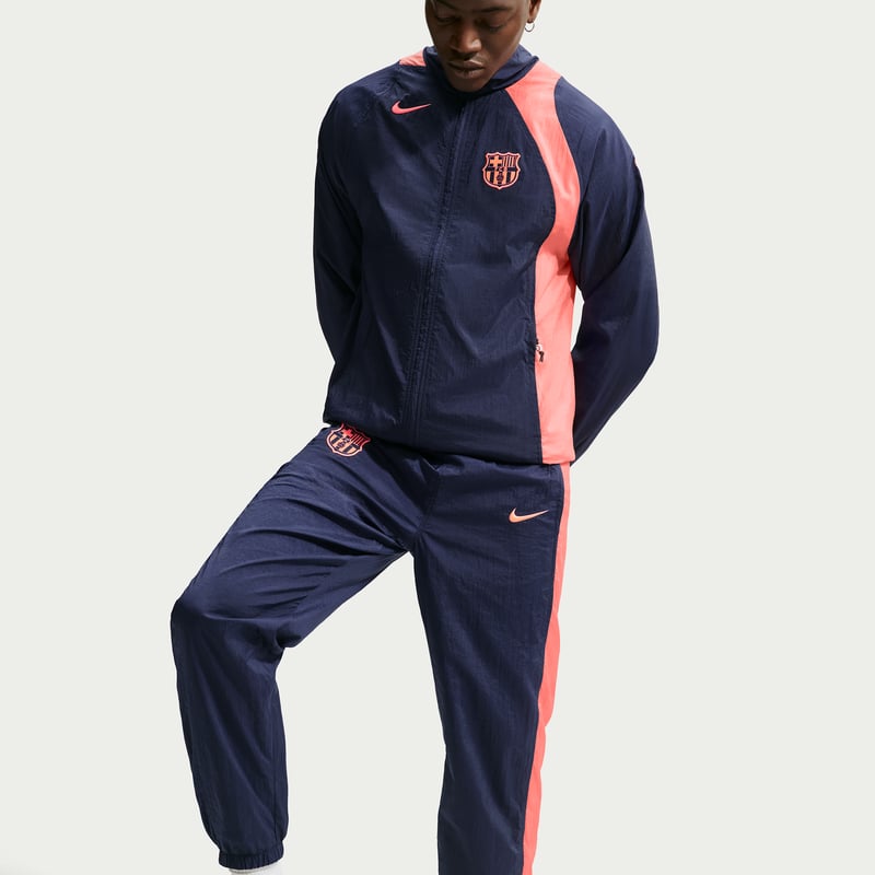 Nike F.C. Barcelona Third Total 90 Woven Pants "Midnight Navy & Bright Mango" | Men | Football | 04 | SPORTSHOWROOM