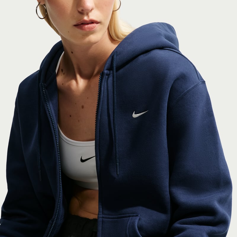 Nike Studio Fleece Medium Weight Full-Zip Hettegenser "Midnight Navy & Sail" | Dame | | 02 | SPORTSHOWROOM